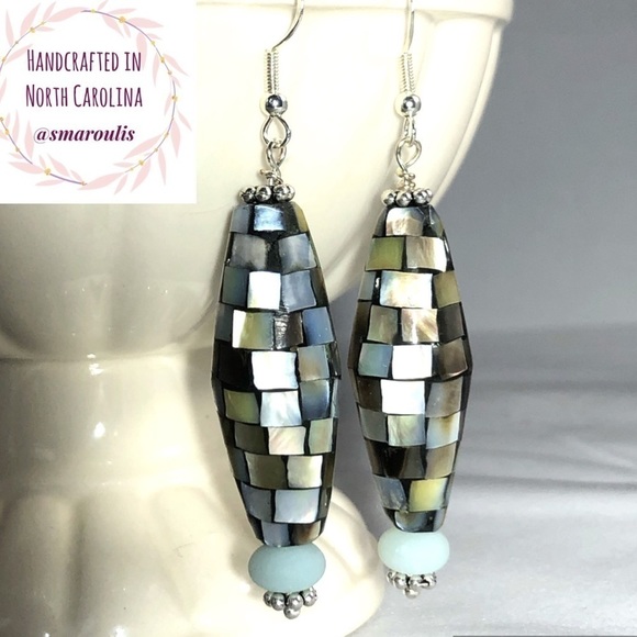 frontrow.style Jewelry - boho Indie Sterling Silver Earrings Abalone Shell Party Date Tropical Summer